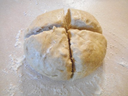 ball od dough cut in quarters
