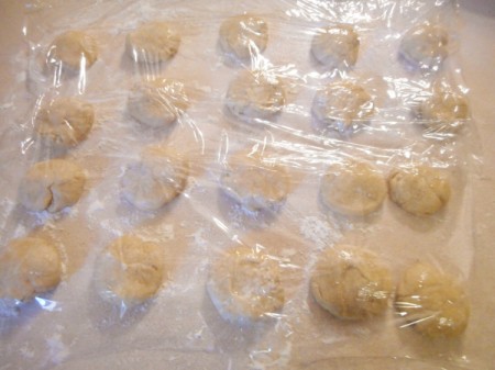 balls of dough covered with plastic
