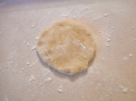 flattened ball of dough