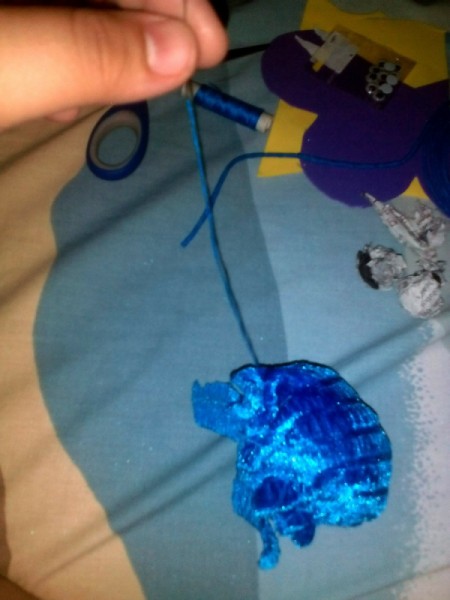 Furry Key Chain - closed fabric around the paper ball