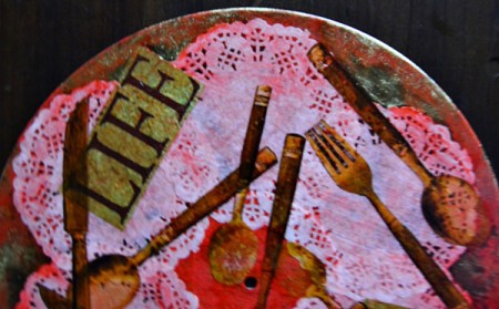 Love Life Charger Plates - with a dry brush apply gold dusting powder around the edges