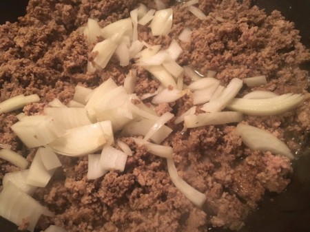 adding onion to ground beef