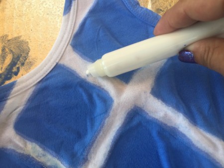 Tape-Dyed Top - touch up paint spots, if any, with the white paint