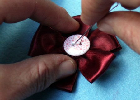 Ribbon and Button Flower Brooch - sew a button in the center of the flower