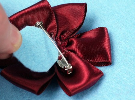 Ribbon and Button Flower Brooch - stick felt in place
