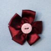 Ribbon and Button Flower Brooch - finished wine colored ribbon flower pin