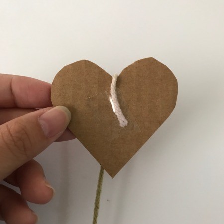 Yarn Heart Garland Decoration - tape yarn end to heart