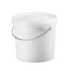 A white bucket, a suitable container for homemade laundry detergent.