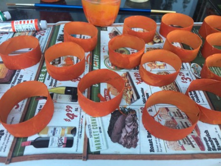 Cardboard Tube Pumpkin - paint the insides orange and allow to dry