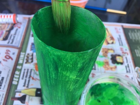 Cardboard Tube Pumpkin - paint the inside and allow to dry