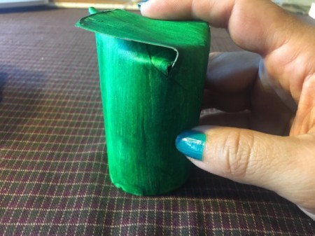 Cardboard Tube Pumpkin -fold the pieces down inside the tube