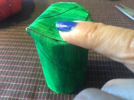 Cardboard Tube Pumpkin - round off the corners on the one remaining on top, glue to make the stem