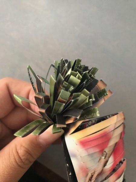 Recycled Catalog Flowers - partially wrapped