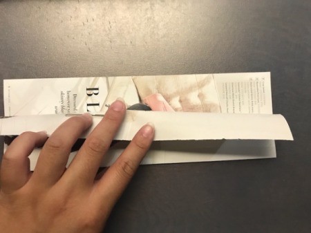 Recycled Catalog Flowers - then in half again on one side