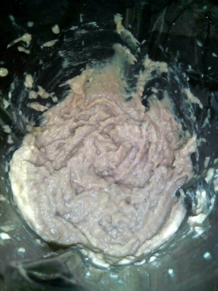 blended batter put in bowl