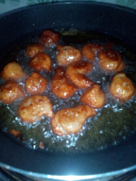 Fried Fish Drops in pan