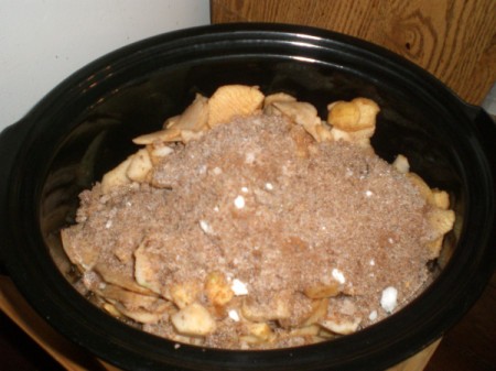 sugars on diced apples in crockpot