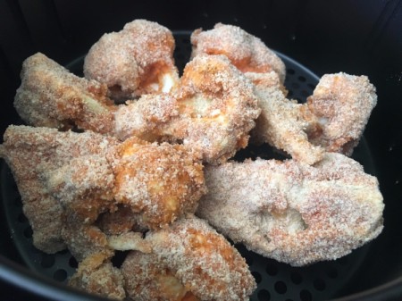 uncooked Buffalo Cauliflower on air fryer