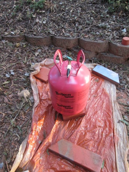 An empty helium tank.