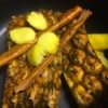 Pineapple Peel, ginger and cinnamon in pan