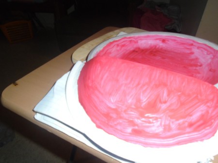 Watermelon Paper Plate Supply Holder - paint both plates red