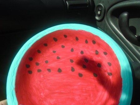 Watermelon Paper Plate Supply Holder - add seeds with a marker