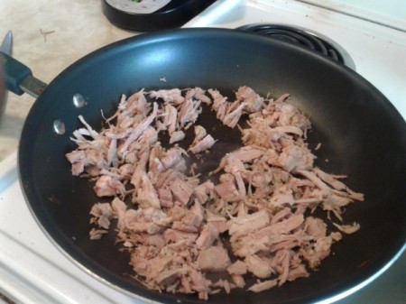 cooking pulled pork in pan
