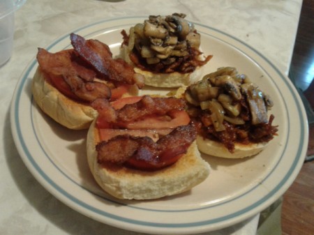 Barbecue Pulled Pork Bacon Burgers on plate