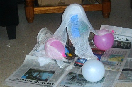 Halloween Ghost - cheesecloth spread over balloons to shape