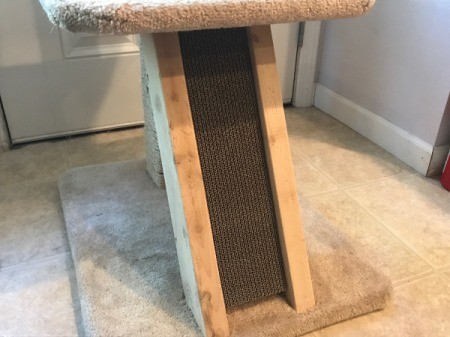 Refinishing a Cat Tree - final view of the scratching box in place