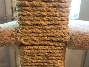 Refinishing a Cat Tree - continue wrapping below the shelf