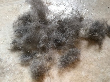 Refinishing a Cat Tree - balls of hair