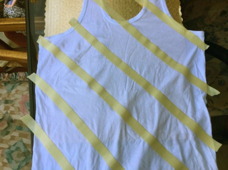 Tape-Dyed Top - lay down the tape diagonally in one direction