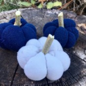 Mini Sock Pumpkins - blue and white sock pumpkins