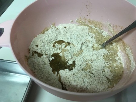 mixing muffin dough