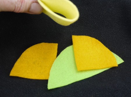 Felt Flower Brooch - cut each semi circle in half