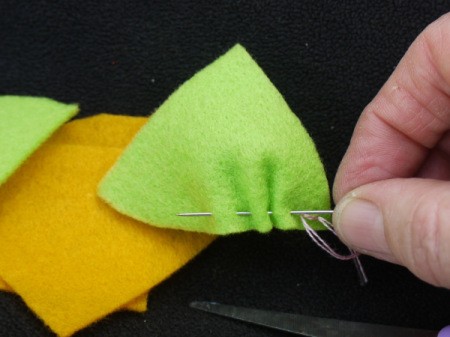 Felt Flower Brooch - make a running stitch along this edge