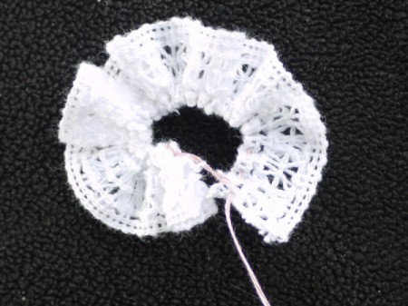 Felt Flower Brooch - gather the lace and either glue or stitch the ends together