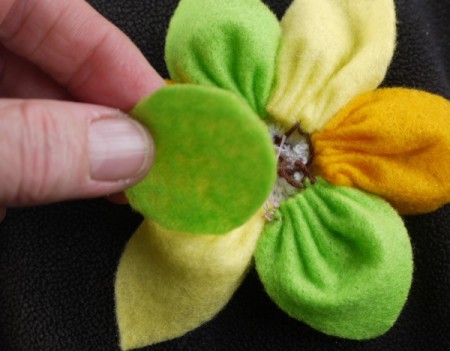 Felt Flower Brooch - cut a circle of felt to fit the back