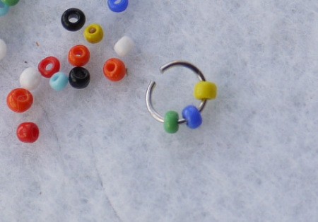 Button and Seed Bead Earrings or Pendant - put beads on the jump ring