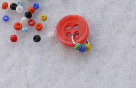 Button and Seed Bead Earrings or Pendant - attach jump ring with beads through a hole in the button