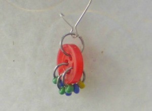 Button and Seed Bead Earrings or Pendant - pendant on fine silver chain