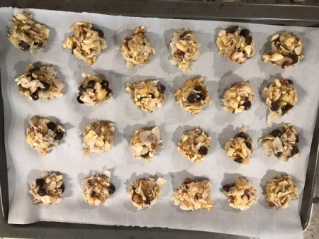 Raw cookie dough on parchment paper
