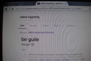 The definition of the word "beguile" in an internet search browser.