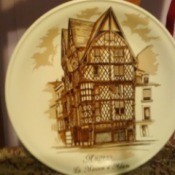 French Saxon Porcelaine Plate - tan plate with house