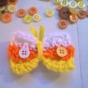 Crocheted Candy Corn Butterfly Magnet - finished magnet
