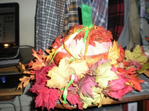 Fall Pumpkin Decoration from a Lettuce Keeper - finished decoration