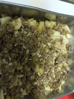 last 1/2 of mixture on top of apples