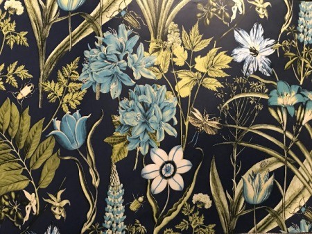 Discontinued Wallpaper - floral on black background