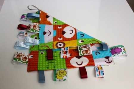 Baby Tag Blankets - back and front of a square blanket